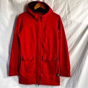 Foursquare Vintage Y2K Red Cotton Hoodie Long Snowboard Full Zip Jacket Medium